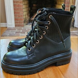 New $1195 Size 35 Gianvito Rossi Martis Black Leather Combat Boots Lug Sole